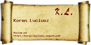 Koren Luciusz névjegykártya